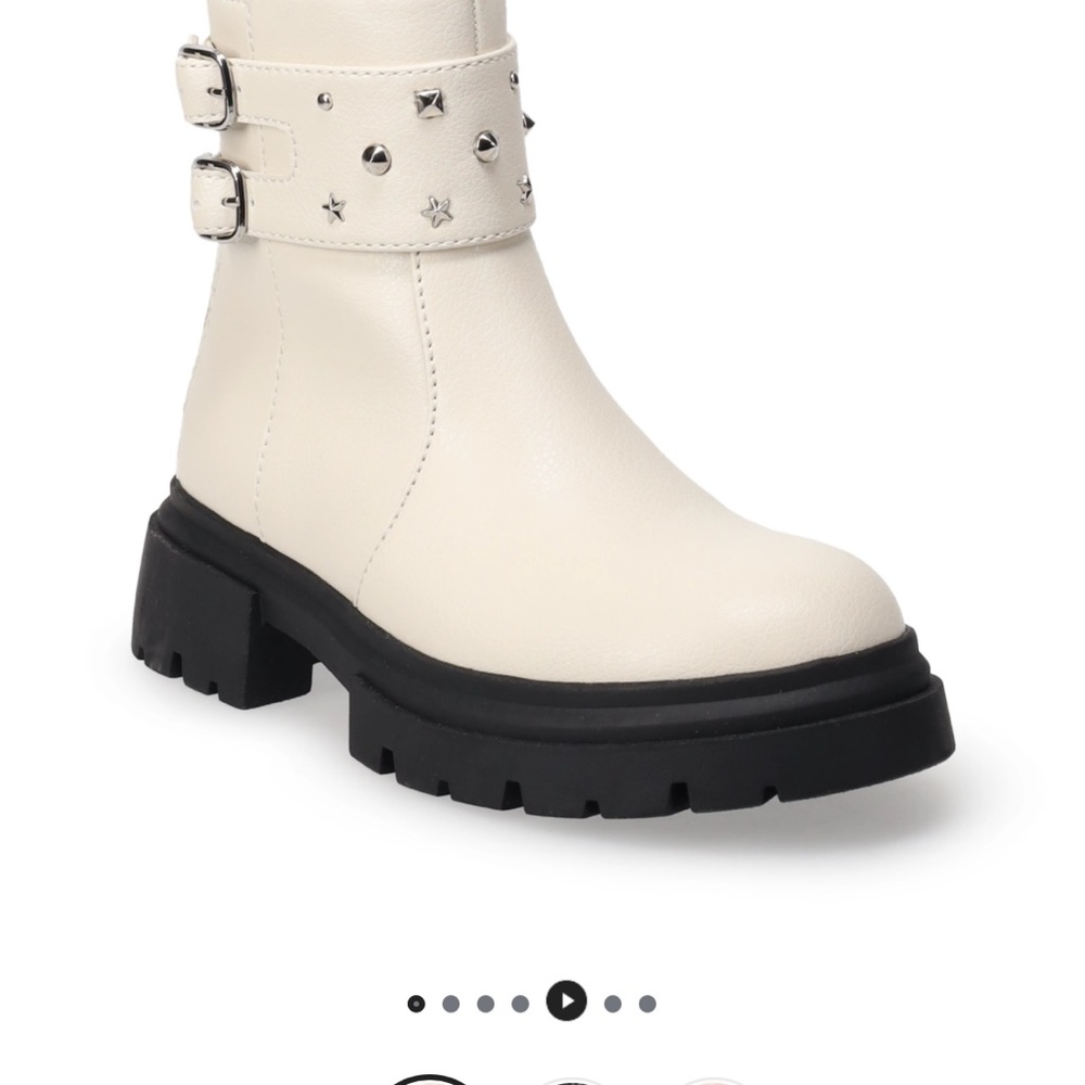 cream white boots with studs - size 6, water resistant